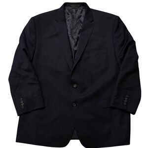 Lauren Ralph Lauren 100% Wool Navy Blue Two Button Blazer Flap Pockets 50R NWOT